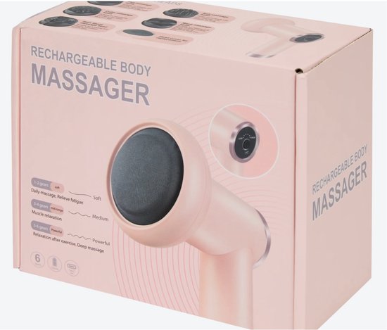 Roze Massage Gun – 5 Opzetstukken en 6 Intensiteitsstanden
