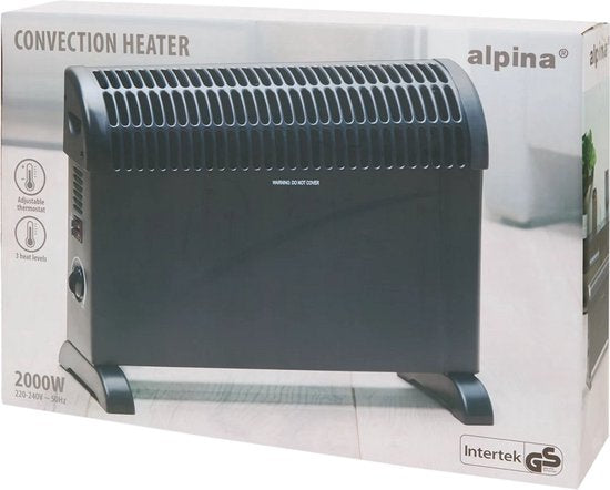 Alpina Elektrische Convectorkachel – 2000W – Compact en Krachtig – Zwart